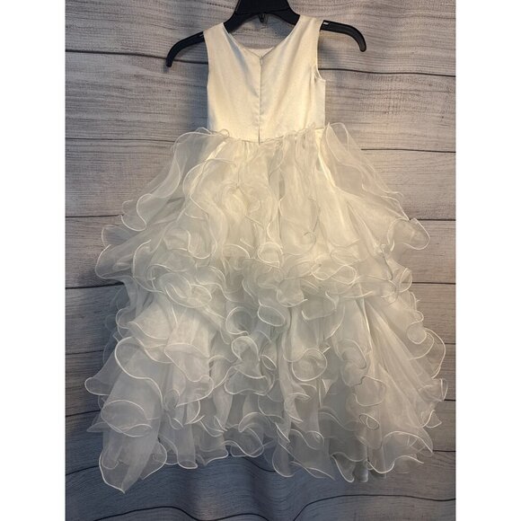 Girls Ruffled Sleeveless Dress With Organza Layers & Satin Bodice Flower Girl - Picture 4 of 4
